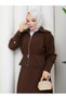 Sleeve and Waist Detailed Jacket & Skirt Hijab Set Rc9027 - 7