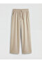 Lcwaikiki Classic Beige Elastic Waist Textured Women's Trousers