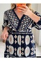 Double-Breasted Viscose Dress with Collar and Belt - 3