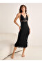 Night Dress Sleeveless with Lace Detail and Thong - 2