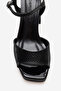 Women's Platform Heeled Ankle Strap Evening Dress Shoes Zy 4148 Black Printed - 2