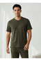 Men Cotton Waffle Textured Henley Neck Nightwear Set - 3