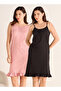 Set of 2 - Midi Slip Dress Strappy Ruffled Hem Cotton