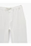 Regular Fit Pocketed Waist-Tie Fabric Trousers - 5
