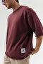Unfinished Basic Crew Neck Stitch-Free Sleeve Detail Oversized T-Shirt - 3