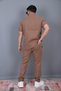 Men's Short Sleeve Muslin Shirt Pants Set Cotton Piece Summer Casual Top and Bottom Set - 4