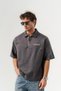 Shadezia Zipper and Embroidery Detailed Polo Collar Oversized T-Shirt - 6