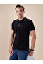 Solid Brand Logo Zipper Closure Regular Fit Polo T-shirt