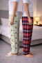 100% Cotton Combed Single Jersey Double Set of 2 Women's and Men's Pajama Bottoms - 6