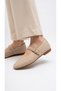 Women's Beige Banded Straw Pattern Detailed Soft Daily Ballet Flats Shoes - 2