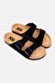 Men Brand Logo Adjustable Slip On Sandals, Black - 3