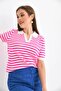 Striped Polo Yaka Fine Knit Blouse Ss26Bz0073 - 2