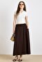 Elastic Waist Soft Denim Skirt Brown 7068 - 4