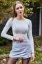 Women's Slit Mini Skirt with Shorts Gray - 3