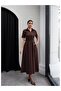 Pri̇ncess g Shirt Collar K Belt Detailed Dress Brown - 5