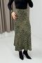 Leopard Satin Skirt with Elastic Waist Khaki - 2