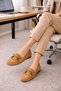 Avello Brown Suede Bead Detailed Tasseled Lace-Up Loafers Ballet Flats Casual Shoes - 5