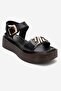 Lone Black Genuine Leather Buckled Women's Thick Soled Sandals - 3