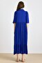 Ruched Detail Half Sleeve Soft Dress Cobalt 9418-E - 8
