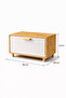 Bamboo Bread Cabinet White Metal Bread Box with Lid 36X24X23 cm Countertop Bread Storage Box - 4
