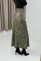 Leopard Satin Skirt with Elastic Waist Khaki - 3