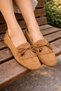 Avello Brown Suede Bead Detailed Tasseled Lace-Up Loafers Ballet Flats Casual Shoes - 4