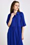 Ruched Detail Half Sleeve Soft Dress Cobalt 9418-E - 3