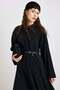 Premium Fabric Flared Dress with Belt Accessories Black 9423-E - 2