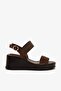 Telma Kahverengi Suede - Volume Leather Women Sandals