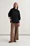 Women's Poplin Contrast Cuffed Shirt Black