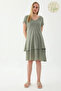 100% Linen V-Neck Short-Sleeved Dress