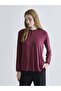 Burgundy Ruffled Crew Neck Blouse
