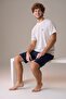 Men's Short Sleeve 100% Cotton Shorts Pajama Set Navy Blue - 3