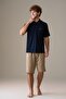 Men's Short Sleeve 100% Cotton Shorts Pajama Set Dark Navy Blue - 4