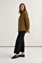 Women's Poplin Contrast Cuffed Shirt in Oil Green - 3