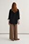 Women's Poplin Contrast Cuffed Shirt Black - 3