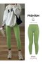 Rib Knit Knitted Corded Fabric High Waist Shaping / Sculpting Pastel Green Leggings No-Show Matte Fabric