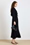 Dress with Gathered Detail and Cape Black 9433-E - 7