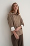 Women's Poplin Contrast Cuffed Shirt Mink - 2