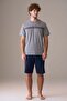 Men's Short Sleeve 100% Cotton Plus Size Shorts Pajama Set Light Gray - 2