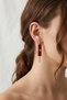 Women's Steel Gold Red Color Geometric Bar Earrings