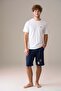 Men's Short Sleeve 100% Cotton Shorts Pajama Set White - 3