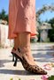 Women's Leopard Printed Li Gold Buckled Goblet Heeled Open Back Evening Dress Shoes (Size 41-42)