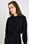 Dress with Gathered Detail and Cape Black 9433-E - 6
