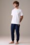 Men's Short Sleeve 100% Cotton Elastic Cuffed Pajama Set White - 4
