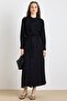 Dress with Gathered Detail and Cape Black 9433-E - 3