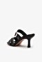Nadia Black Leather Women's High Heels Slipper - 3