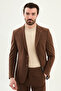 Straight Slim Fit Mono Collar Trousers Belt Buckled Men's Suit Camel - 45435.26Y - 4