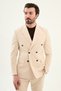 Straight Slim Fit Wide Collar Double-Breasted Trousers Belt Buckled Men's Suit Beige - 45442.26Y