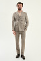 Striped Slim Fit Wide Collar Double-Breasted Men's Jacket Brown - 41490.26Y - 3